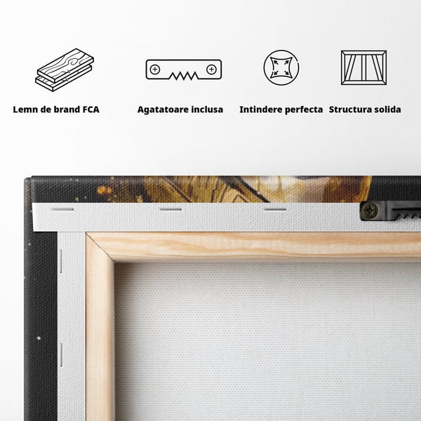 Tablou Canvas Premium LuxCanva® A1409, Golden African ,  Room, Femeie, Auriu, Decorativ, Studio, Culori Vibrante