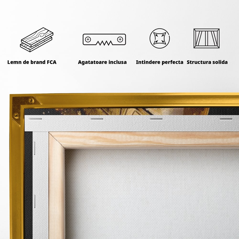 Tablou Canvas Premium LuxCanva® A1409, Golden African ,  Room, Femeie, Auriu, Decorativ, Studio, Culori Vibrante