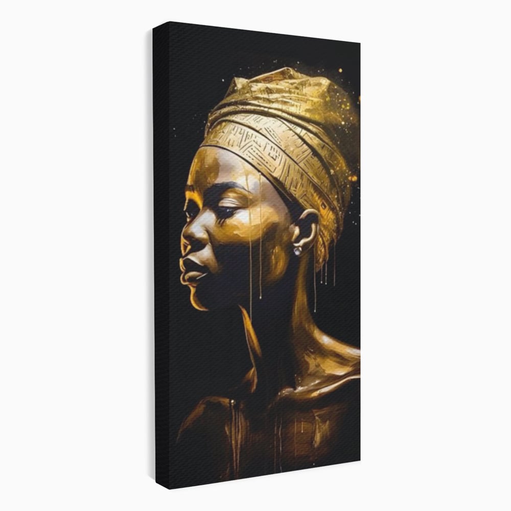 Tablou Canvas Premium LuxCanva® A1409, Golden African ,  Room, Femeie, Auriu, Decorativ, Studio, Culori Vibrante