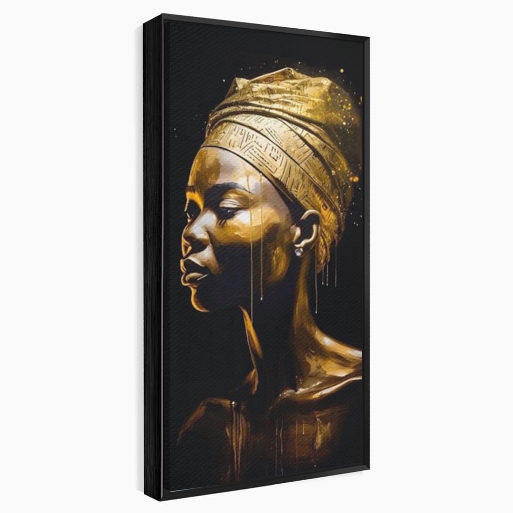 Tablou Canvas Premium LuxCanva® A1409, Golden African ,  Room, Femeie, Auriu, Decorativ, Studio, Culori Vibrante