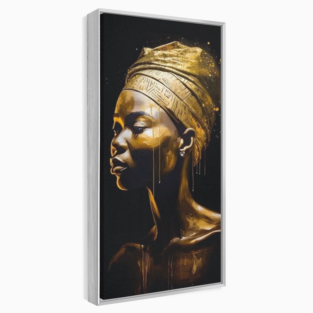Tablou Canvas Premium LuxCanva® A1409, Golden African ,  Room, Femeie, Auriu, Decorativ, Studio, Culori Vibrante
