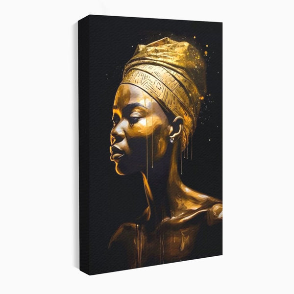 Tablou Canvas Premium LuxCanva® A1409, Golden African ,  Room, Femeie, Auriu, Decorativ, Studio, Culori Vibrante