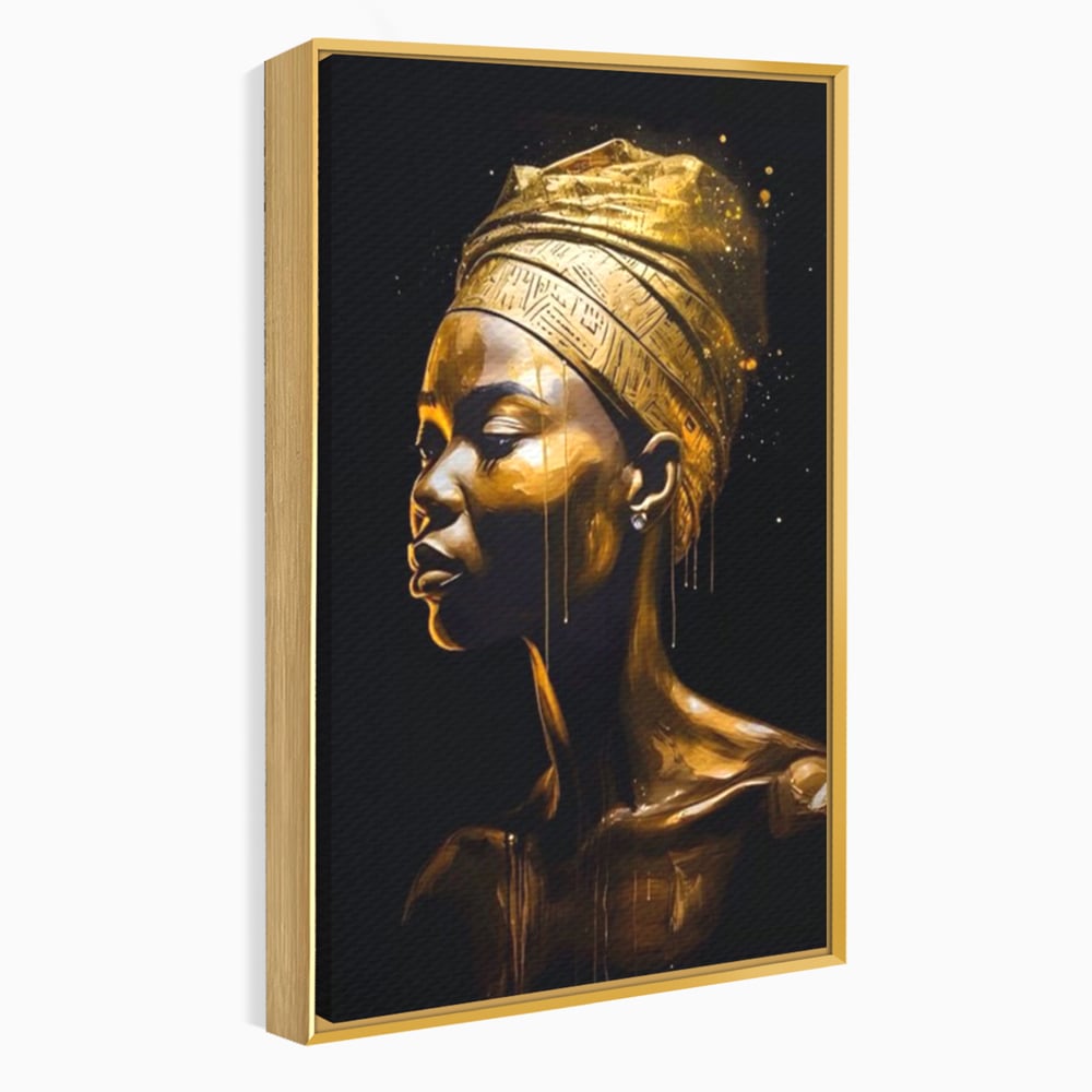 Tablou Canvas Premium LuxCanva® A1409, Golden African ,  Room, Femeie, Auriu, Decorativ, Studio, Culori Vibrante