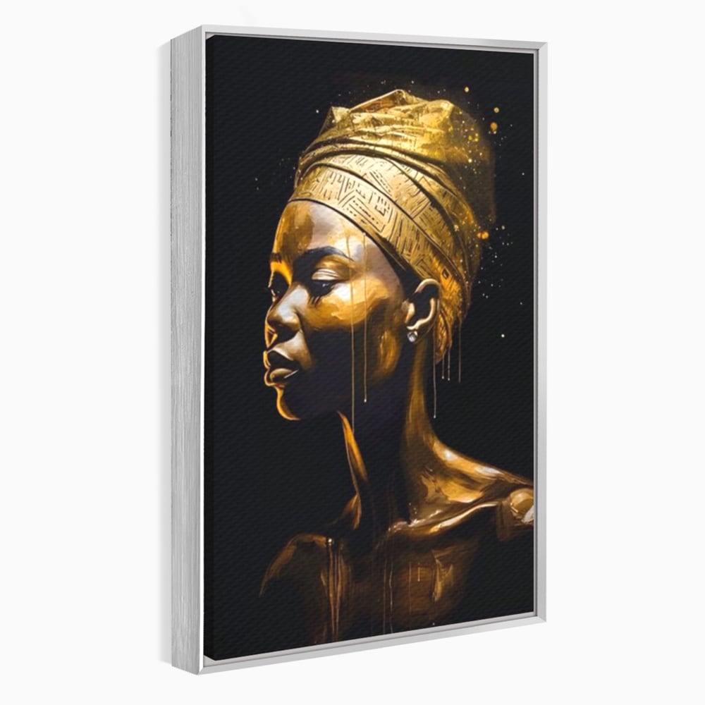 Tablou Canvas Premium LuxCanva® A1409, Golden African ,  Room, Femeie, Auriu, Decorativ, Studio, Culori Vibrante