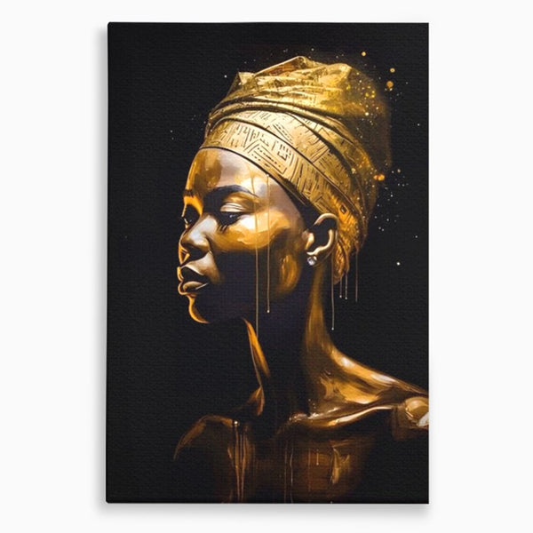 Tablou Canvas Premium LuxCanva® A1409, Golden African ,  Room, Femeie, Auriu, Decorativ, Studio, Culori Vibrante