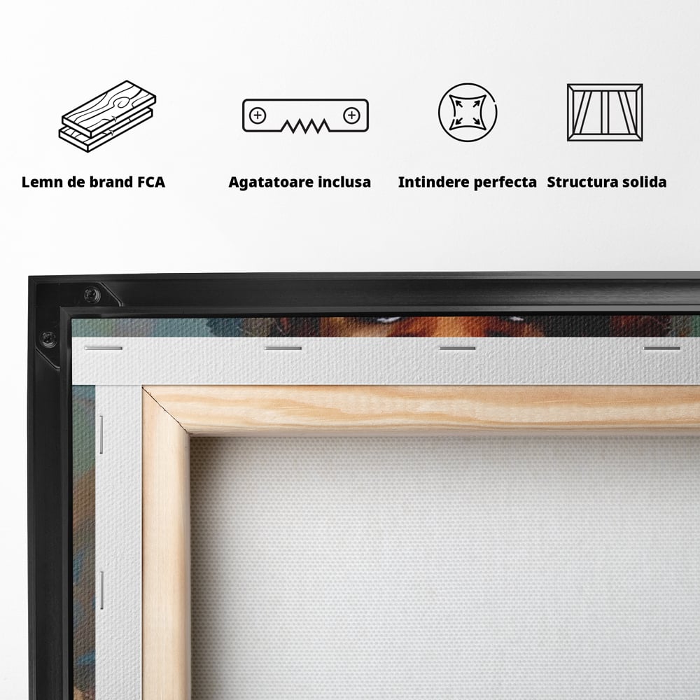 Tablou Canvas Premium LuxCanva® A1410, Fata Cu Flori In Par , Room, Femeie, Frumusete, Senzualitate, Decorativ, Studio, Culori Vibrante