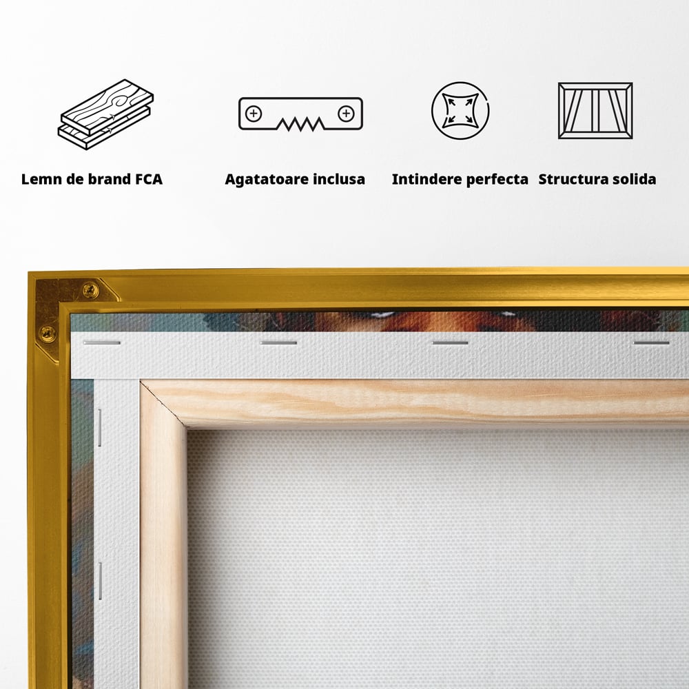 Tablou Canvas Premium LuxCanva® A1410, Fata Cu Flori In Par , Room, Femeie, Frumusete, Senzualitate, Decorativ, Studio, Culori Vibrante
