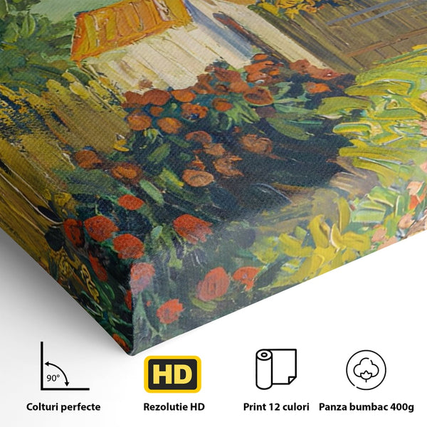 Tablou Canvas Premium LuxCanva® A1411, Garden Vintage , Room, Gradina, Casa, Flori, Arta, Studio, Culori Vibrante