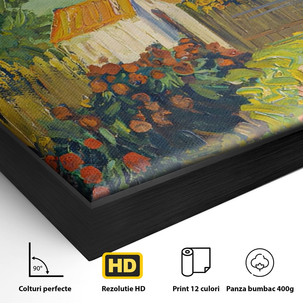 Tablou Canvas Premium LuxCanva® A1411, Garden Vintage , Room, Gradina, Casa, Flori, Arta, Studio, Culori Vibrante