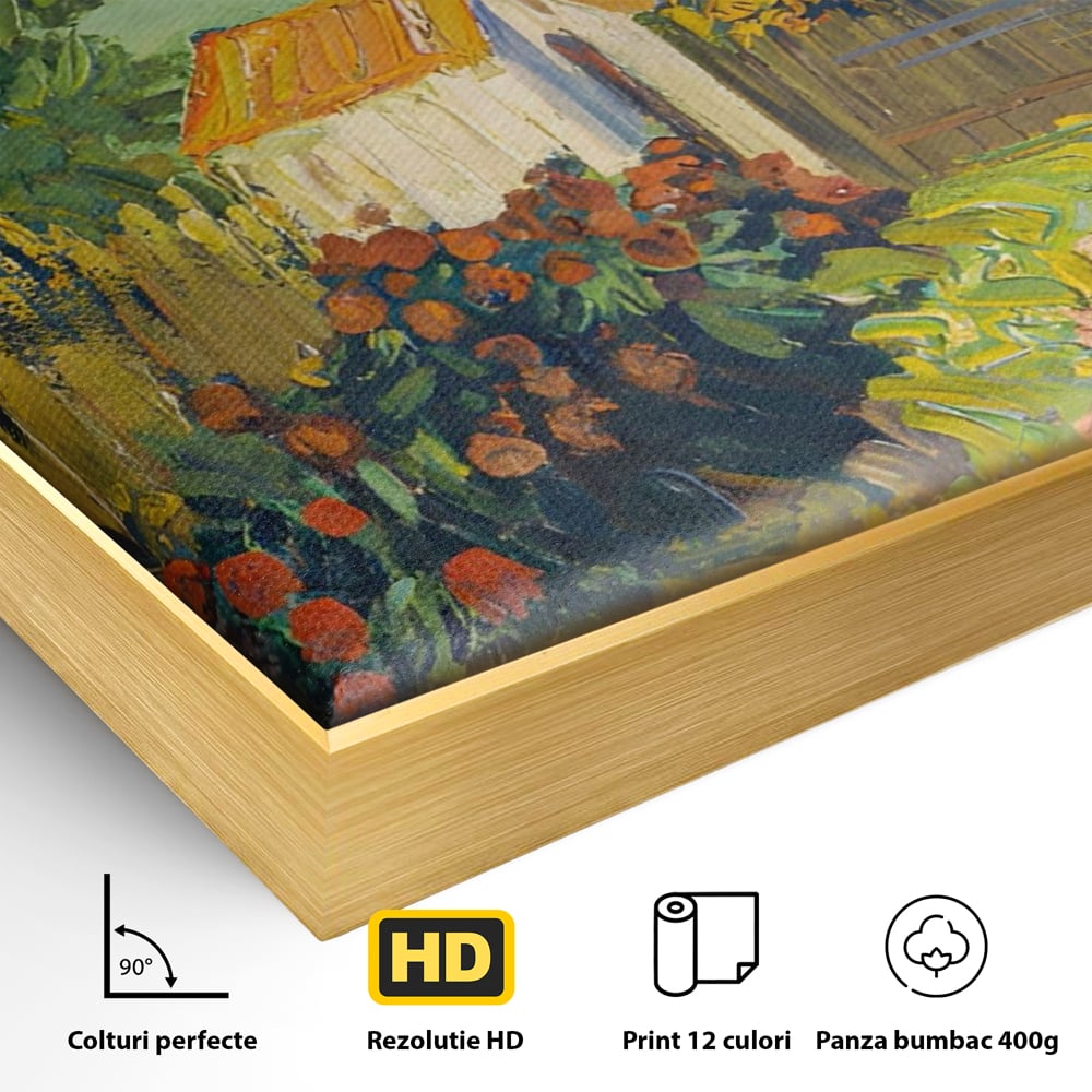 Tablou Canvas Premium LuxCanva® A1411, Garden Vintage , Room, Gradina, Casa, Flori, Arta, Studio, Culori Vibrante