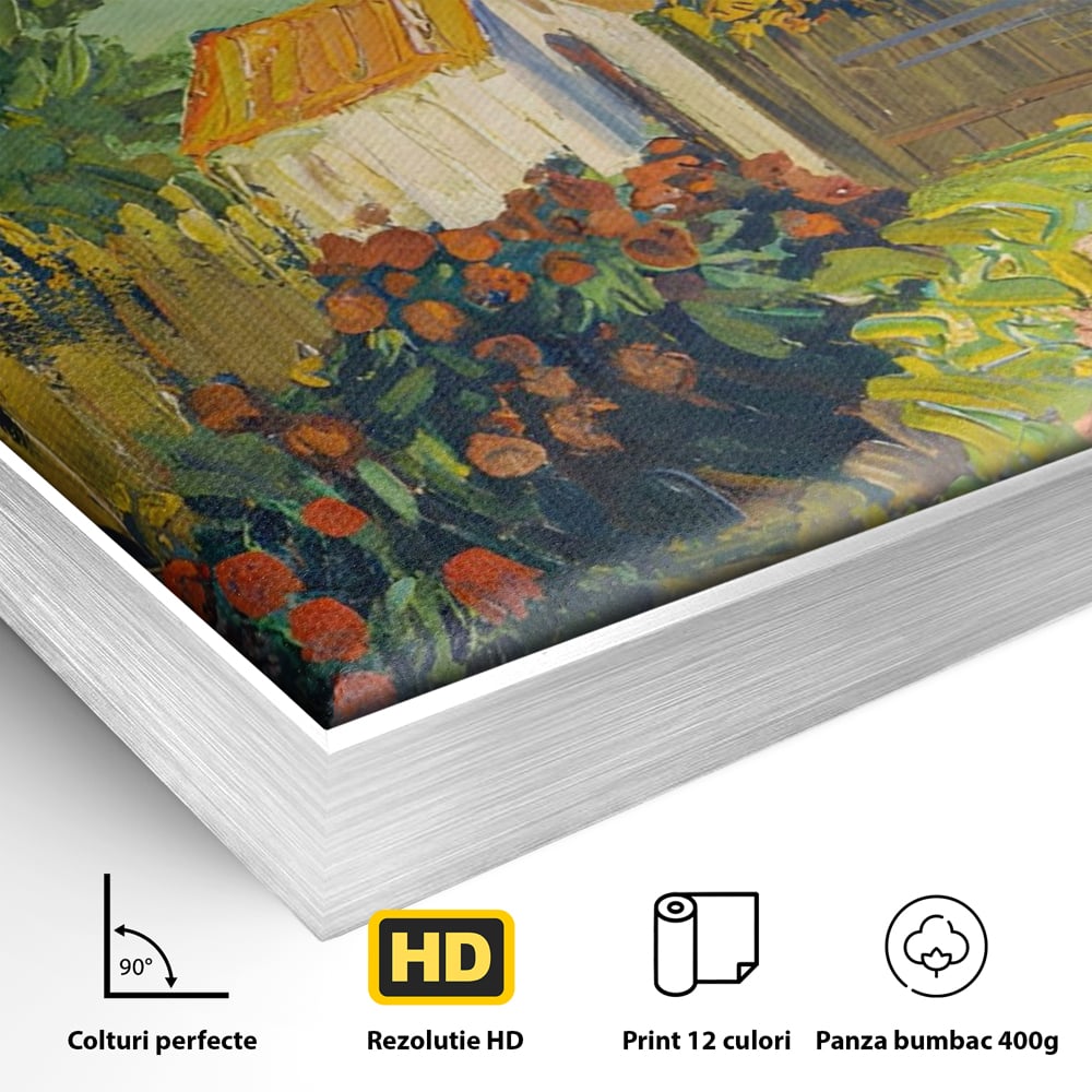 Tablou Canvas Premium LuxCanva® A1411, Garden Vintage , Room, Gradina, Casa, Flori, Arta, Studio, Culori Vibrante