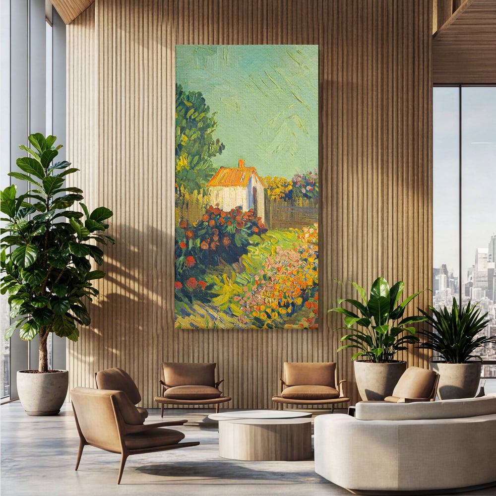 Tablou Canvas Premium LuxCanva® A1411, Garden Vintage , Room, Gradina, Casa, Flori, Arta, Studio, Culori Vibrante