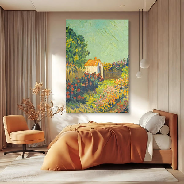 Tablou Canvas Premium LuxCanva® A1411, Garden Vintage , Room, Gradina, Casa, Flori, Arta, Studio, Culori Vibrante