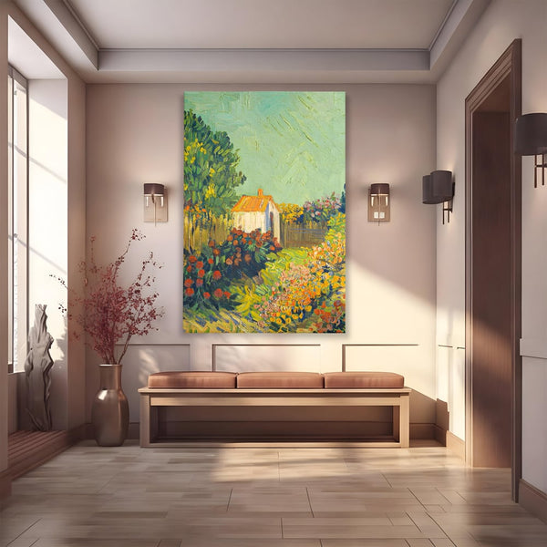 Tablou Canvas Premium LuxCanva® A1411, Garden Vintage , Room, Gradina, Casa, Flori, Arta, Studio, Culori Vibrante