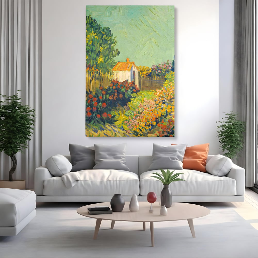 Tablou Canvas Premium LuxCanva® A1411, Garden Vintage , Room, Gradina, Casa, Flori, Arta, Studio, Culori Vibrante