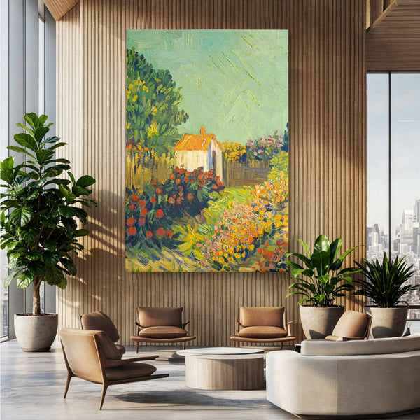 Tablou Canvas Premium LuxCanva® A1411, Garden Vintage , Room, Gradina, Casa, Flori, Arta, Studio, Culori Vibrante