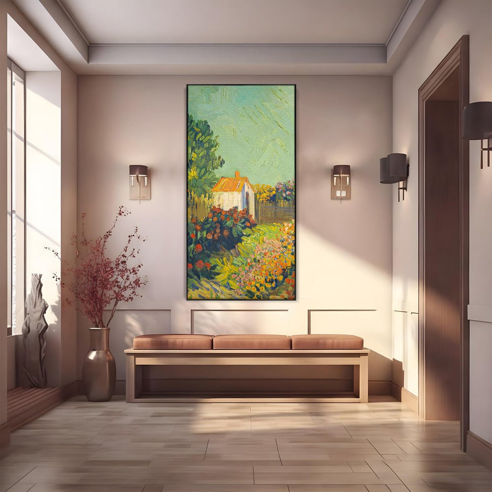 Tablou Canvas Premium LuxCanva® A1411, Garden Vintage , Room, Gradina, Casa, Flori, Arta, Studio, Culori Vibrante