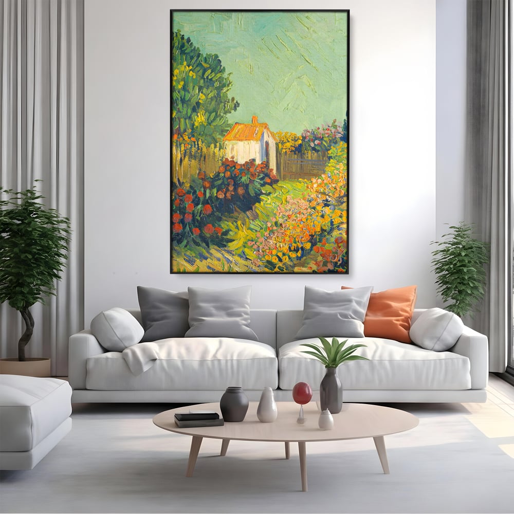 Tablou Canvas Premium LuxCanva® A1411, Garden Vintage , Room, Gradina, Casa, Flori, Arta, Studio, Culori Vibrante