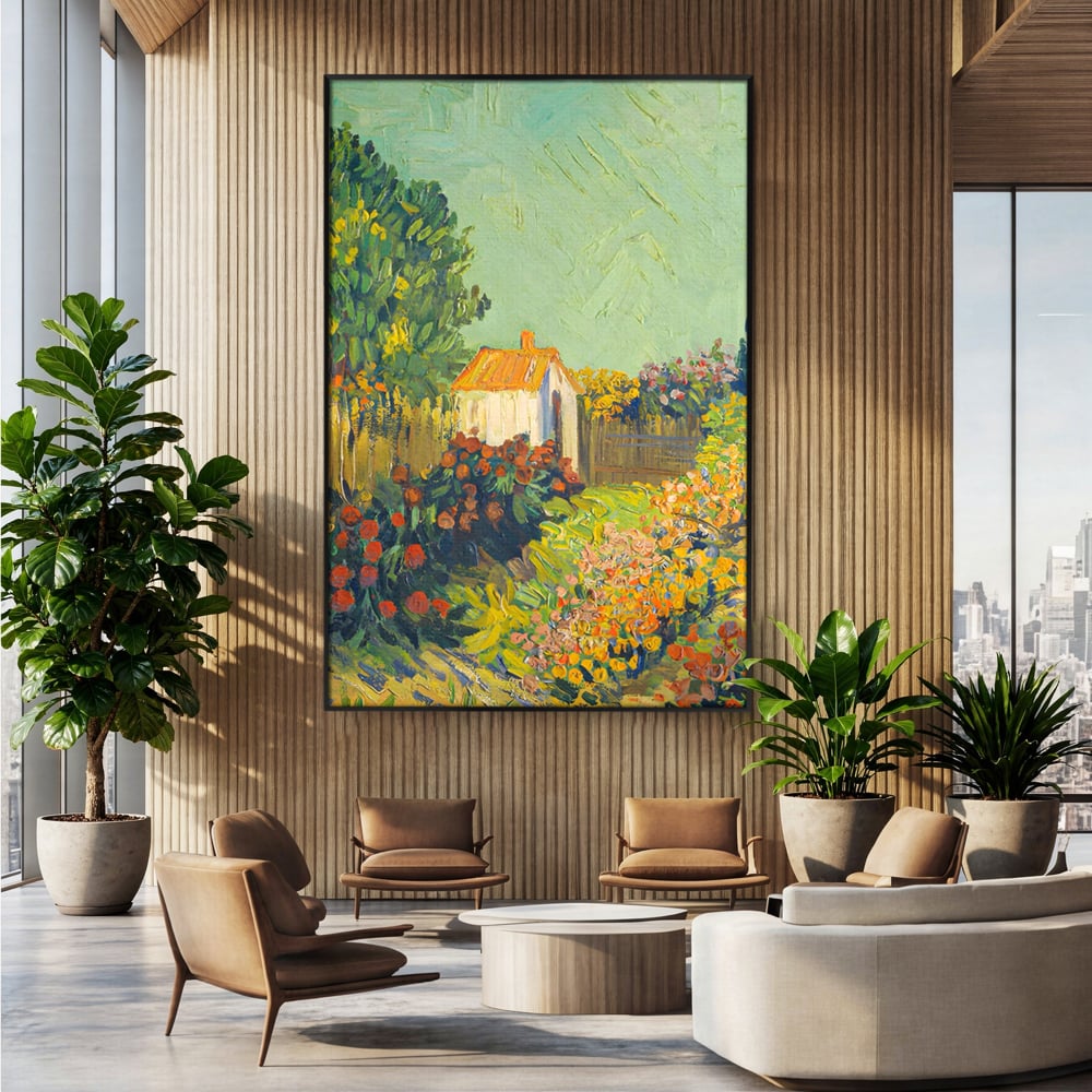 Tablou Canvas Premium LuxCanva® A1411, Garden Vintage , Room, Gradina, Casa, Flori, Arta, Studio, Culori Vibrante