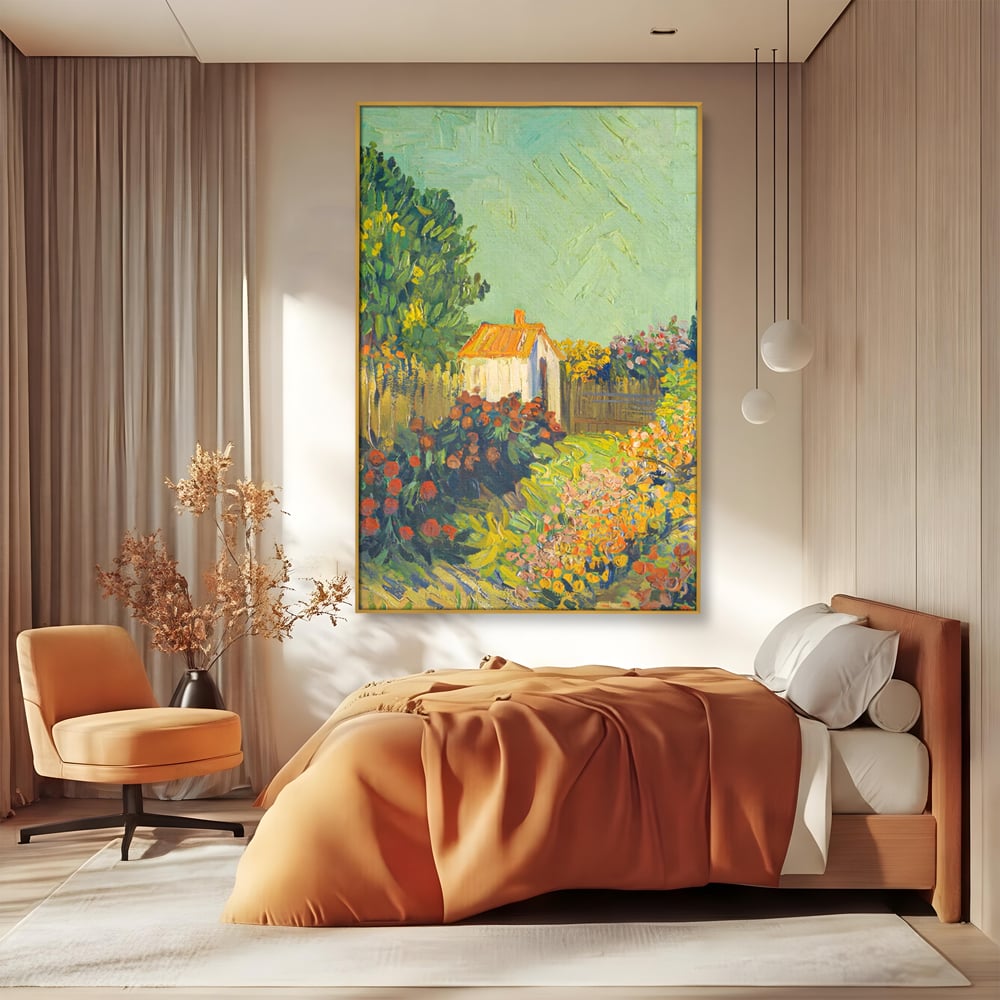 Tablou Canvas Premium LuxCanva® A1411, Garden Vintage , Room, Gradina, Casa, Flori, Arta, Studio, Culori Vibrante