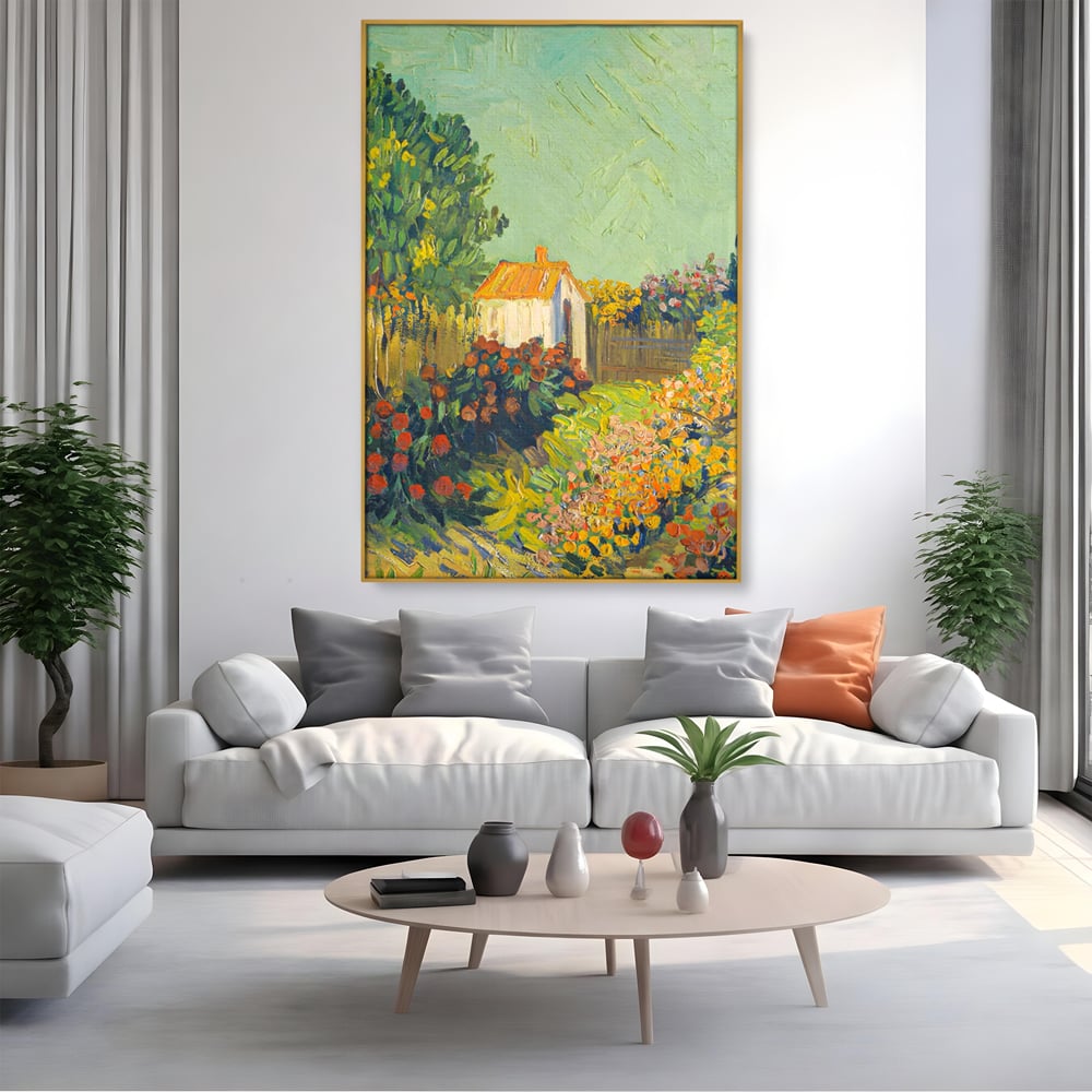 Tablou Canvas Premium LuxCanva® A1411, Garden Vintage , Room, Gradina, Casa, Flori, Arta, Studio, Culori Vibrante