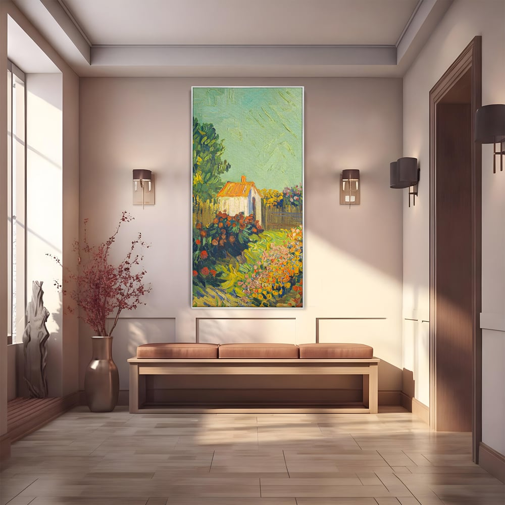 Tablou Canvas Premium LuxCanva® A1411, Garden Vintage , Room, Gradina, Casa, Flori, Arta, Studio, Culori Vibrante