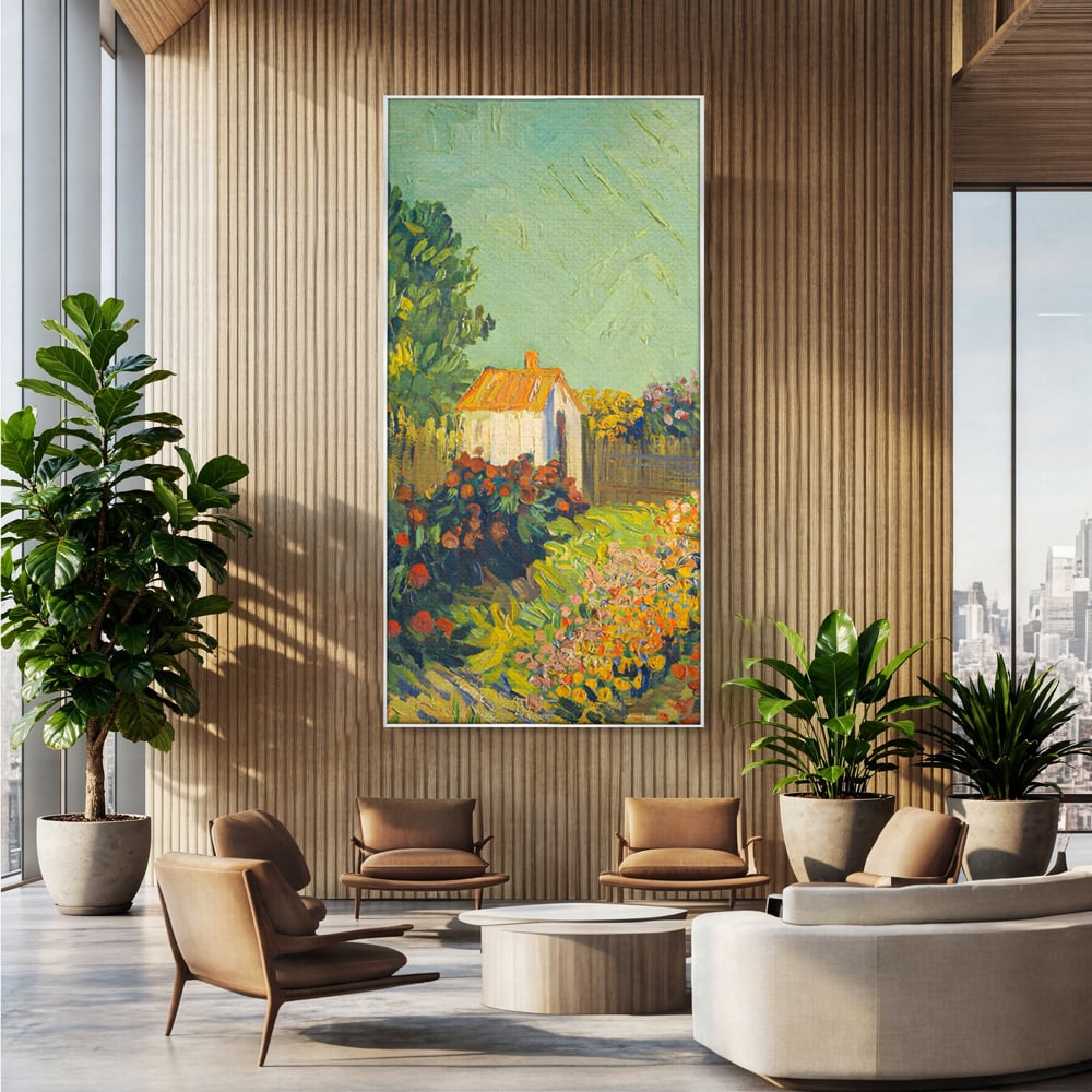 Tablou Canvas Premium LuxCanva® A1411, Garden Vintage , Room, Gradina, Casa, Flori, Arta, Studio, Culori Vibrante