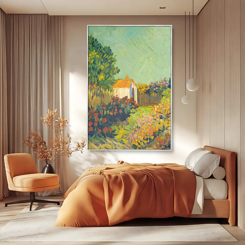 Tablou Canvas Premium LuxCanva® A1411, Garden Vintage , Room, Gradina, Casa, Flori, Arta, Studio, Culori Vibrante