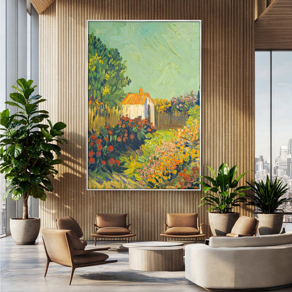Tablou Canvas Premium LuxCanva® A1411, Garden Vintage , Room, Gradina, Casa, Flori, Arta, Studio, Culori Vibrante