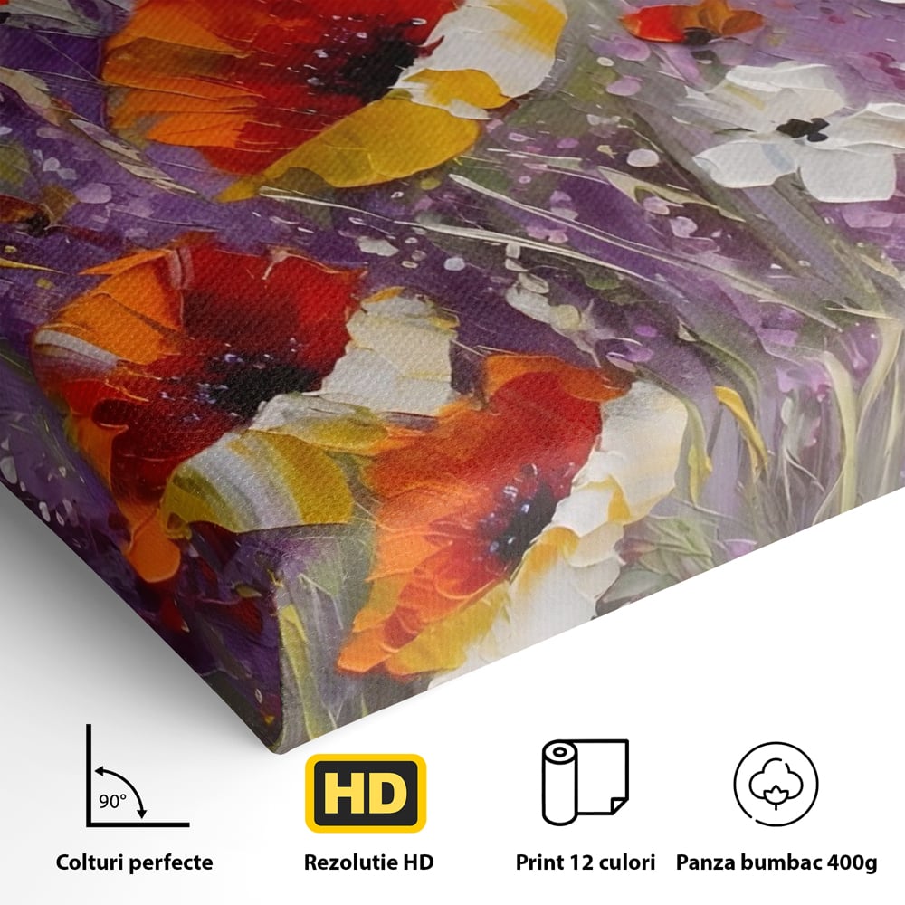 Tablou Canvas Premium LuxCanva® A1412, Flori Salbatice ,  Room, Maci, Natura, Primavara, Living, Culori Vibrante