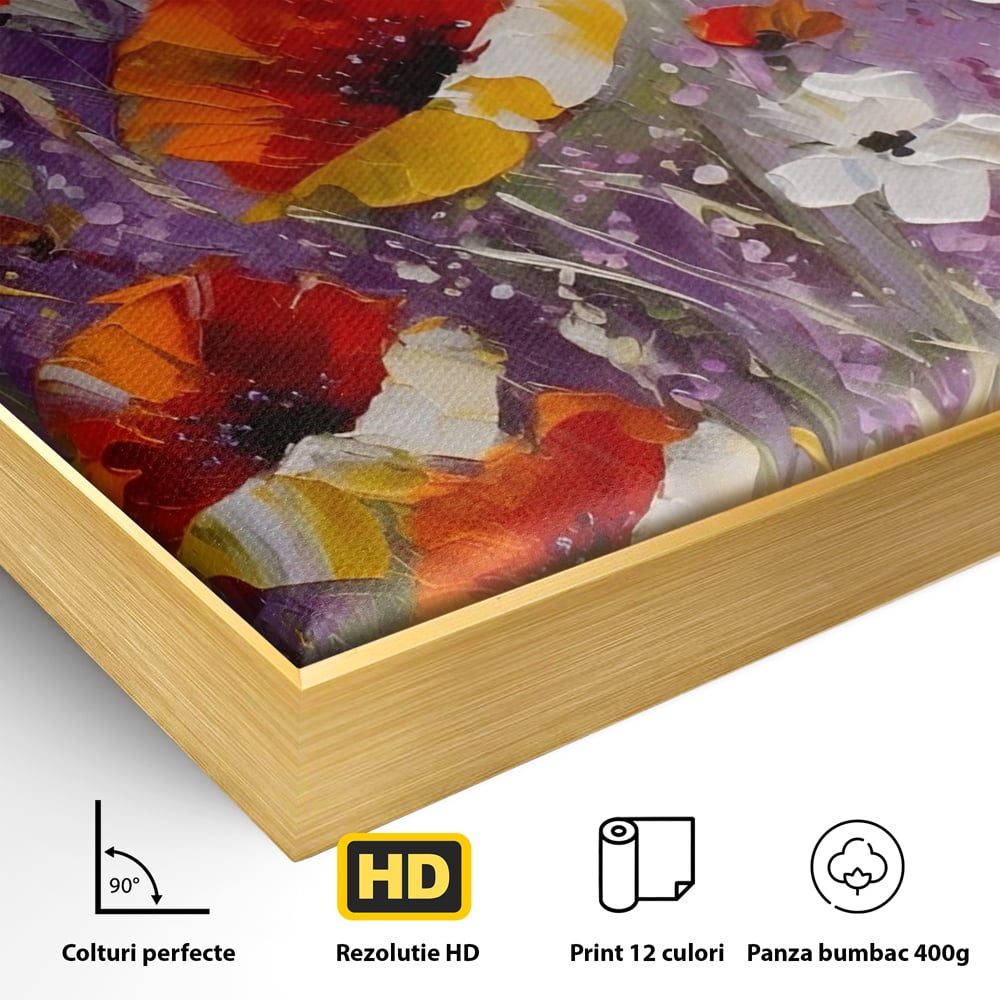 Tablou Canvas Premium LuxCanva® A1412, Flori Salbatice ,  Room, Maci, Natura, Primavara, Living, Culori Vibrante
