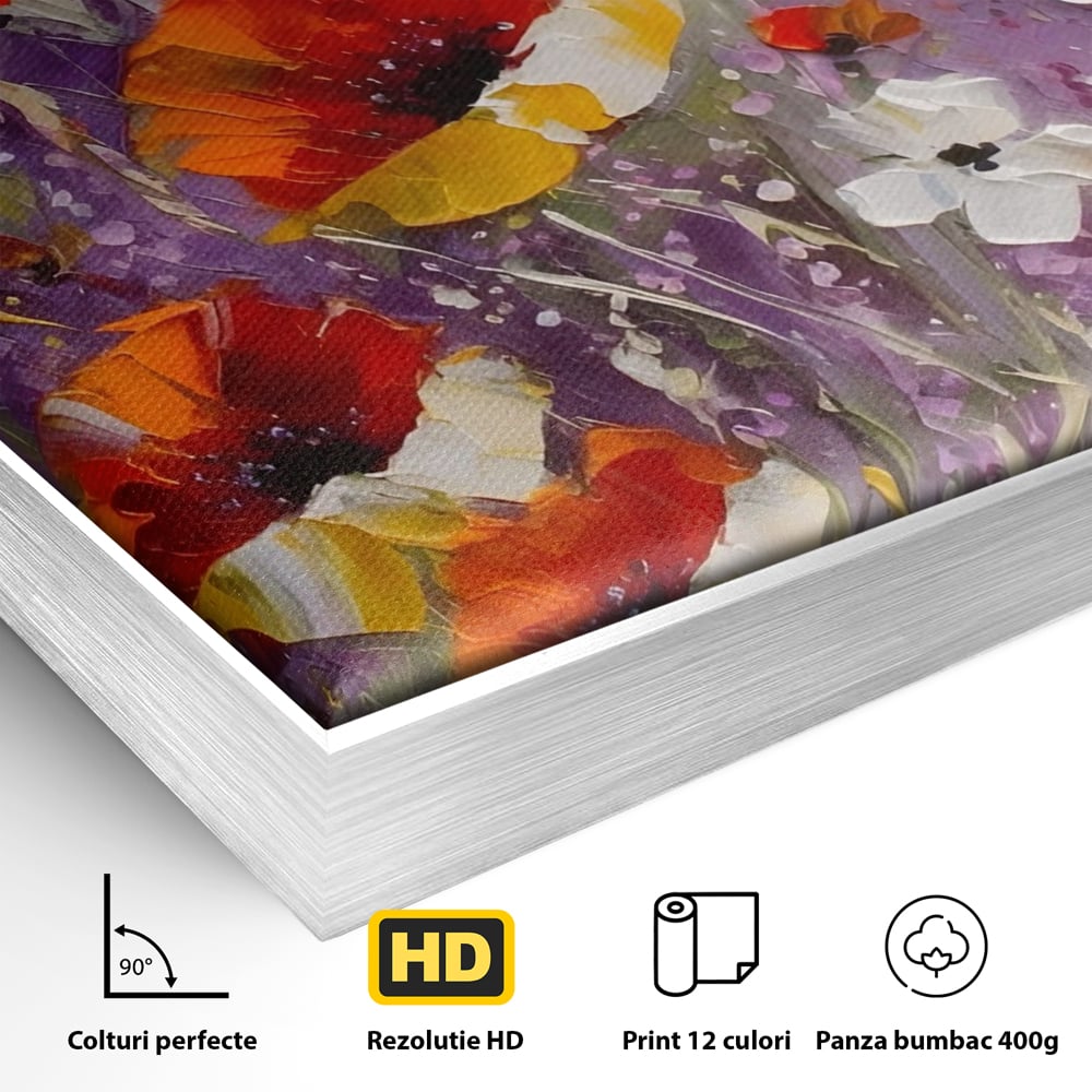 Tablou Canvas Premium LuxCanva® A1412, Flori Salbatice ,  Room, Maci, Natura, Primavara, Living, Culori Vibrante