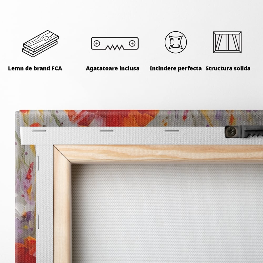 Tablou Canvas Premium LuxCanva® A1412, Flori Salbatice ,  Room, Maci, Natura, Primavara, Living, Culori Vibrante