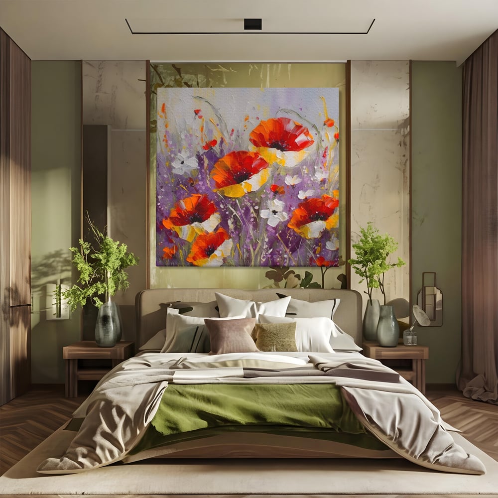 Tablou Canvas Premium LuxCanva® A1412, Flori Salbatice ,  Room, Maci, Natura, Primavara, Living, Culori Vibrante