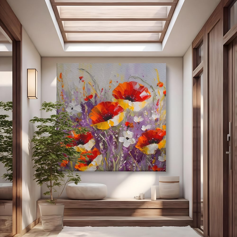 Tablou Canvas Premium LuxCanva® A1412, Flori Salbatice ,  Room, Maci, Natura, Primavara, Living, Culori Vibrante
