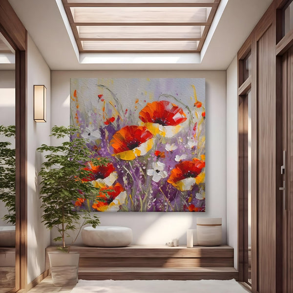 Tablou Canvas Premium LuxCanva® A1412, Flori Salbatice ,  Room, Maci, Natura, Primavara, Living, Culori Vibrante