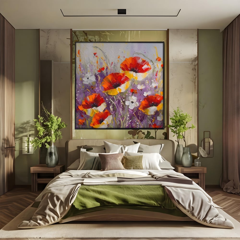 Tablou Canvas Premium LuxCanva® A1412, Flori Salbatice ,  Room, Maci, Natura, Primavara, Living, Culori Vibrante