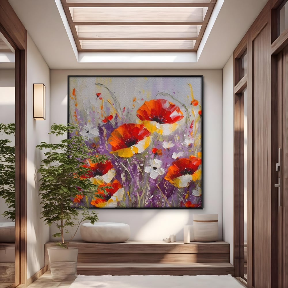 Tablou Canvas Premium LuxCanva® A1412, Flori Salbatice ,  Room, Maci, Natura, Primavara, Living, Culori Vibrante