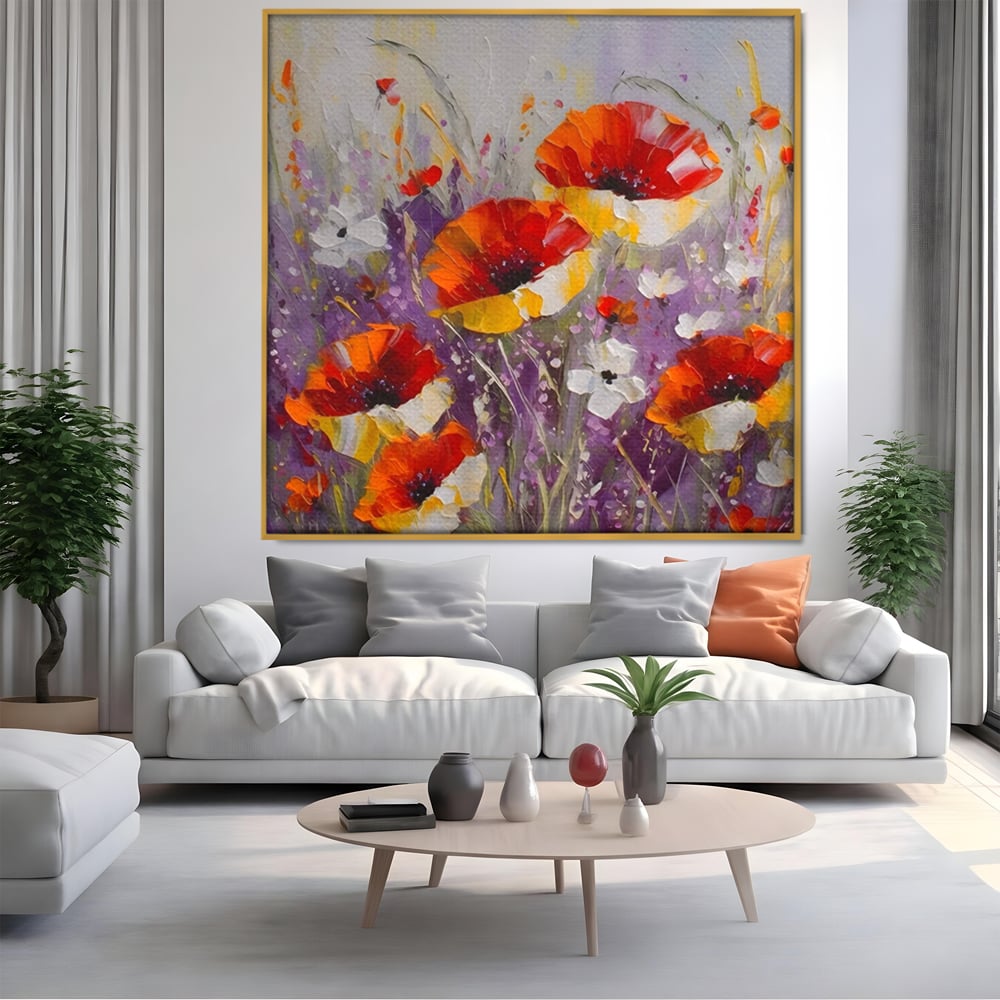 Tablou Canvas Premium LuxCanva® A1412, Flori Salbatice ,  Room, Maci, Natura, Primavara, Living, Culori Vibrante