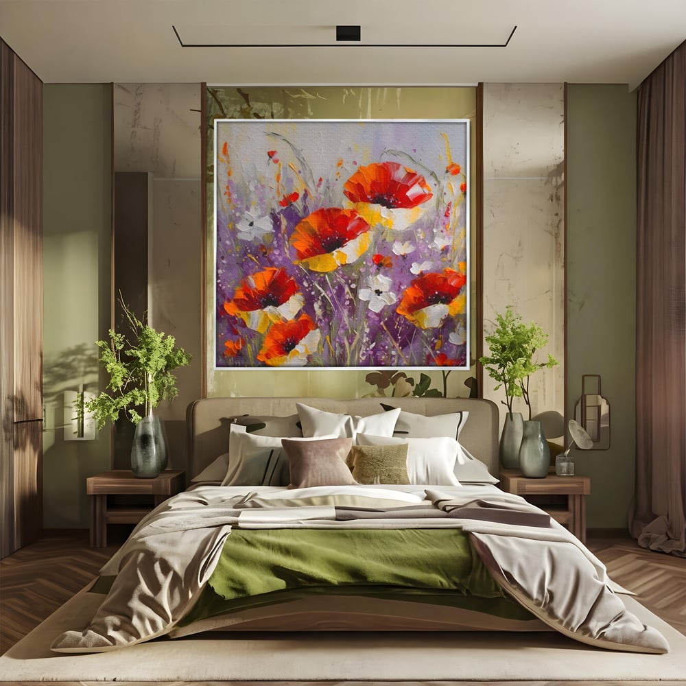 Tablou Canvas Premium LuxCanva® A1412, Flori Salbatice ,  Room, Maci, Natura, Primavara, Living, Culori Vibrante