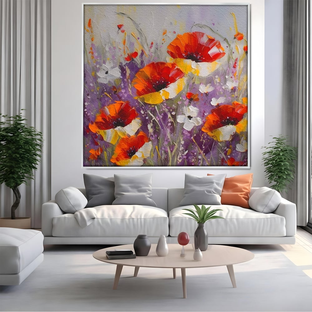 Tablou Canvas Premium LuxCanva® A1412, Flori Salbatice ,  Room, Maci, Natura, Primavara, Living, Culori Vibrante