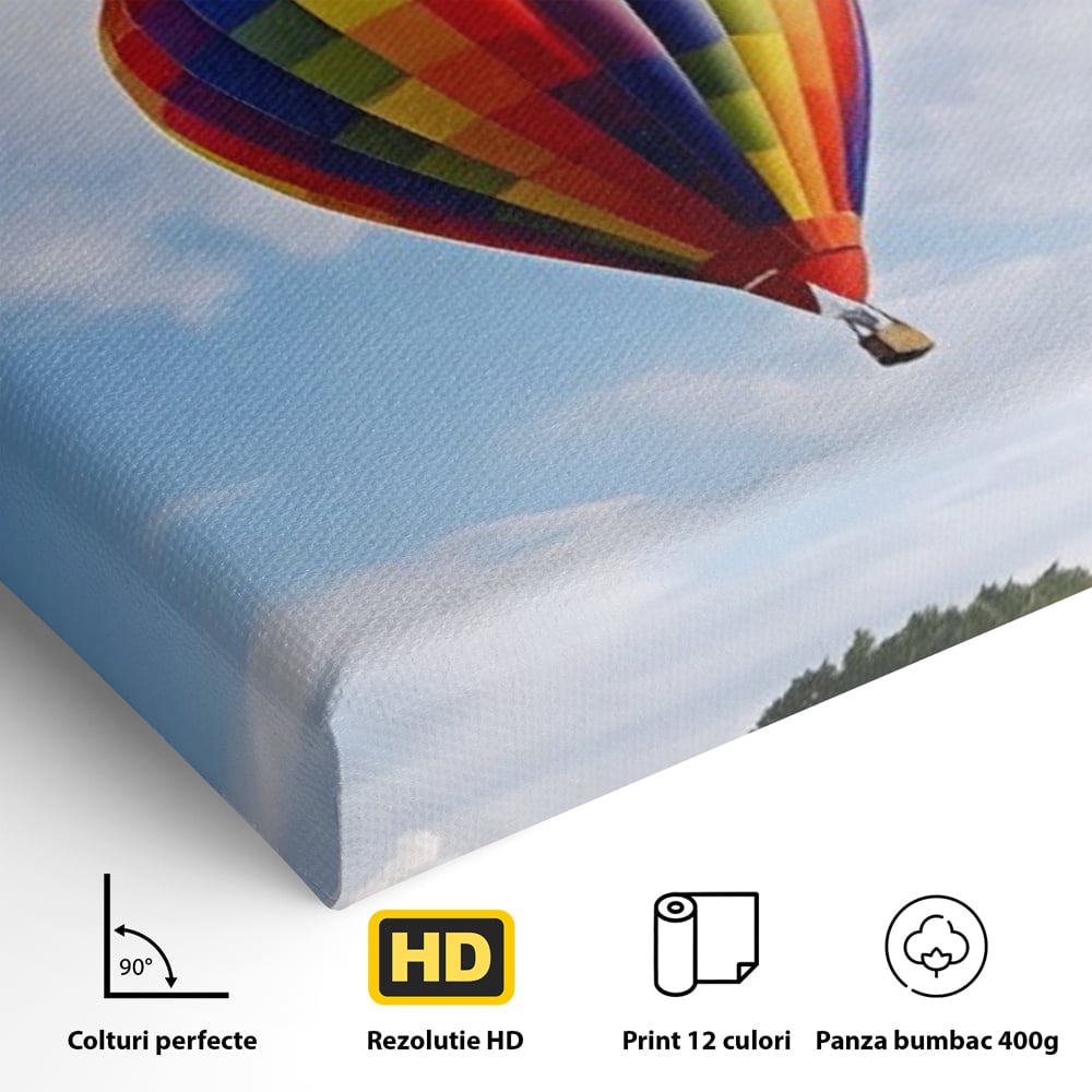 Leinwandbilder Premium LuxCanva® A1414, Der Flieger , Zimmer, Heißluftballon, Reisen, farbenfroh, Abenteuer, Wohnen, leuchtende Farben