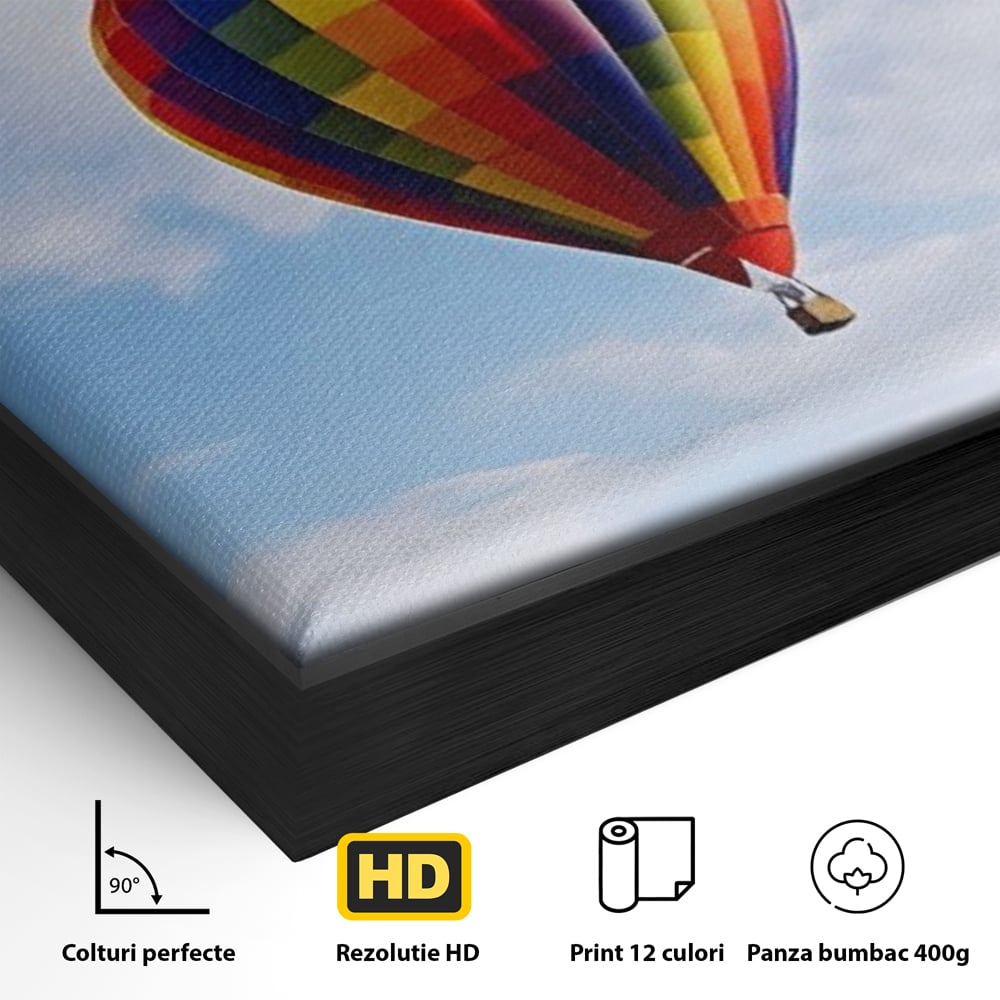 Leinwandbilder Premium LuxCanva® A1414, Der Flieger , Zimmer, Heißluftballon, Reisen, farbenfroh, Abenteuer, Wohnen, leuchtende Farben