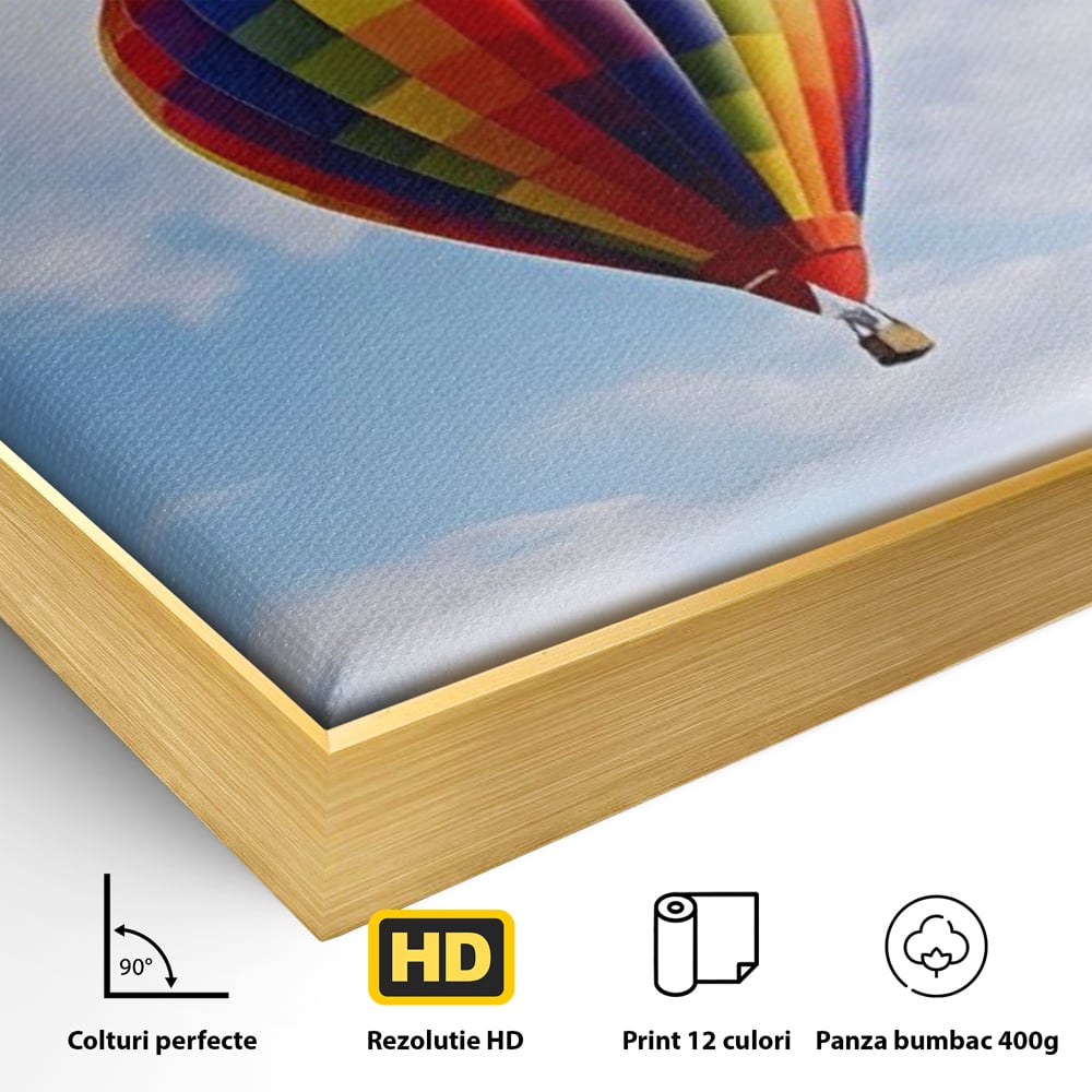 Leinwandbilder Premium LuxCanva® A1414, Der Flieger , Zimmer, Heißluftballon, Reisen, farbenfroh, Abenteuer, Wohnen, leuchtende Farben