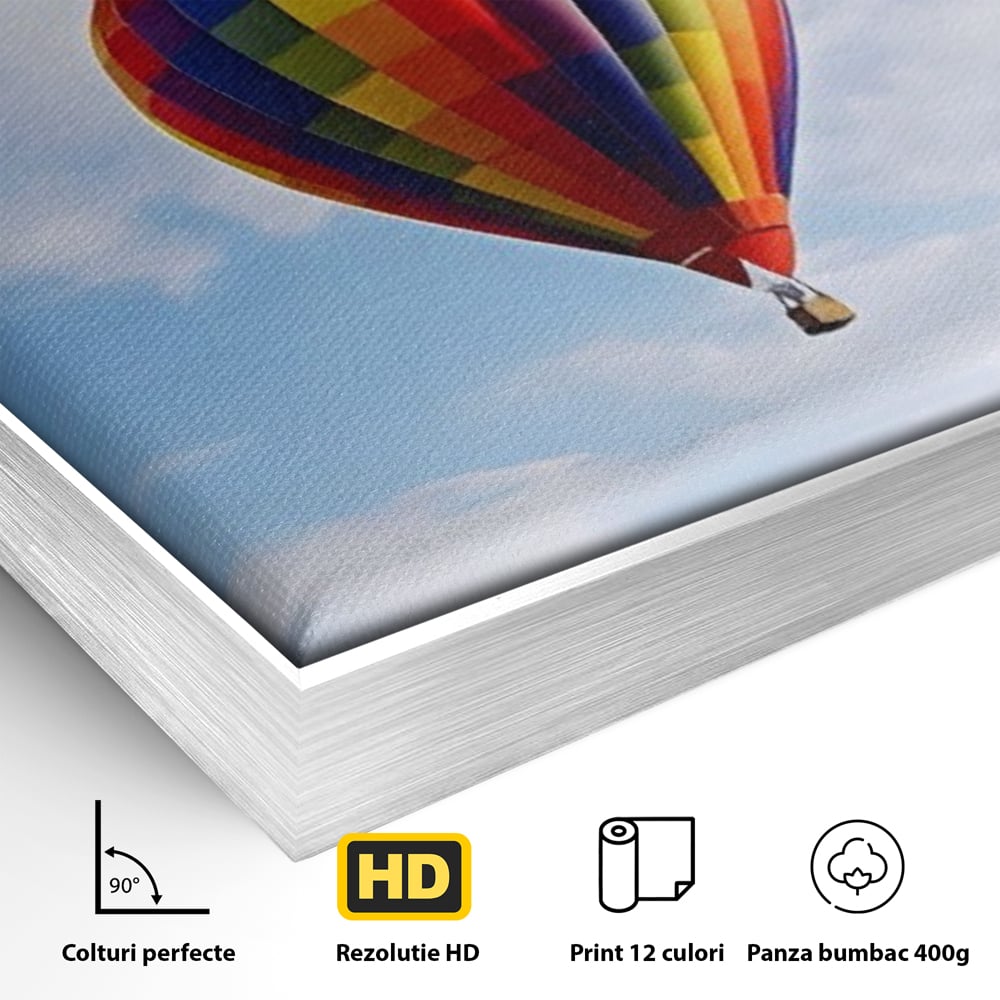 Leinwandbilder Premium LuxCanva® A1414, Der Flieger , Zimmer, Heißluftballon, Reisen, farbenfroh, Abenteuer, Wohnen, leuchtende Farben