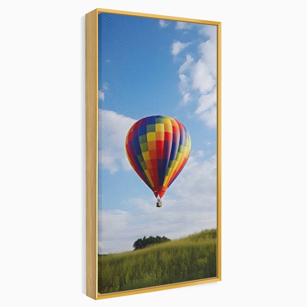 Leinwandbilder Premium LuxCanva® A1414, Der Flieger , Zimmer, Heißluftballon, Reisen, farbenfroh, Abenteuer, Wohnen, leuchtende Farben