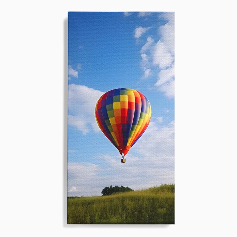 Leinwandbilder Premium LuxCanva® A1414, Der Flieger , Zimmer, Heißluftballon, Reisen, farbenfroh, Abenteuer, Wohnen, leuchtende Farben