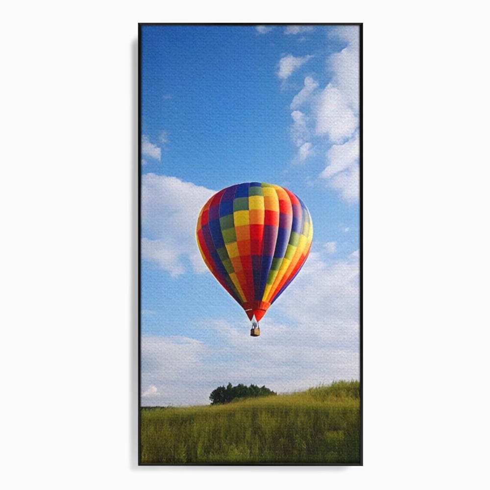 Leinwandbilder Premium LuxCanva® A1414, Der Flieger , Zimmer, Heißluftballon, Reisen, farbenfroh, Abenteuer, Wohnen, leuchtende Farben