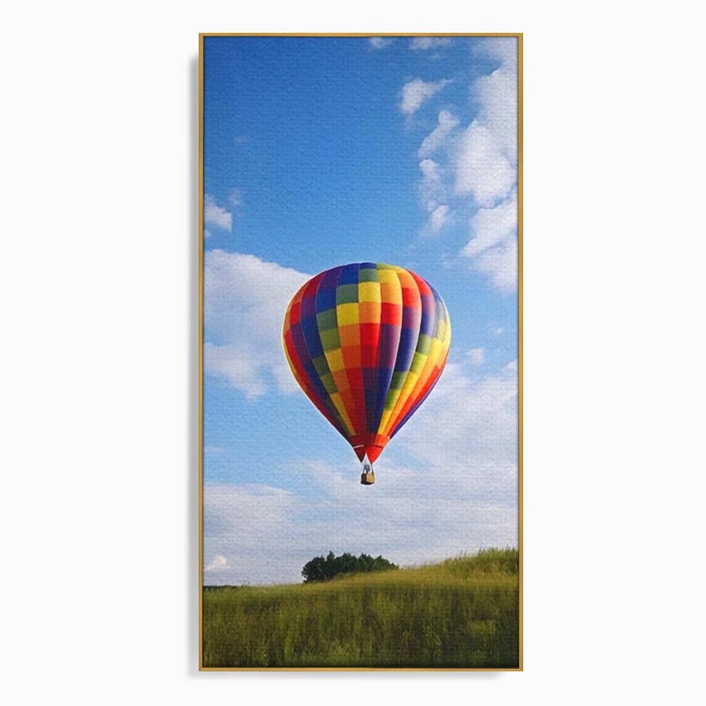 Leinwandbilder Premium LuxCanva® A1414, Der Flieger , Zimmer, Heißluftballon, Reisen, farbenfroh, Abenteuer, Wohnen, leuchtende Farben