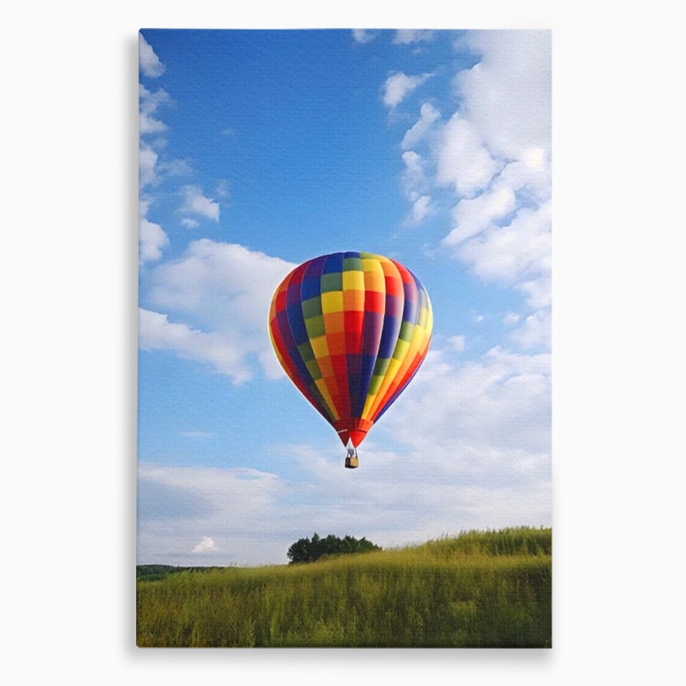 Leinwandbilder Premium LuxCanva® A1414, Der Flieger , Zimmer, Heißluftballon, Reisen, farbenfroh, Abenteuer, Wohnen, leuchtende Farben